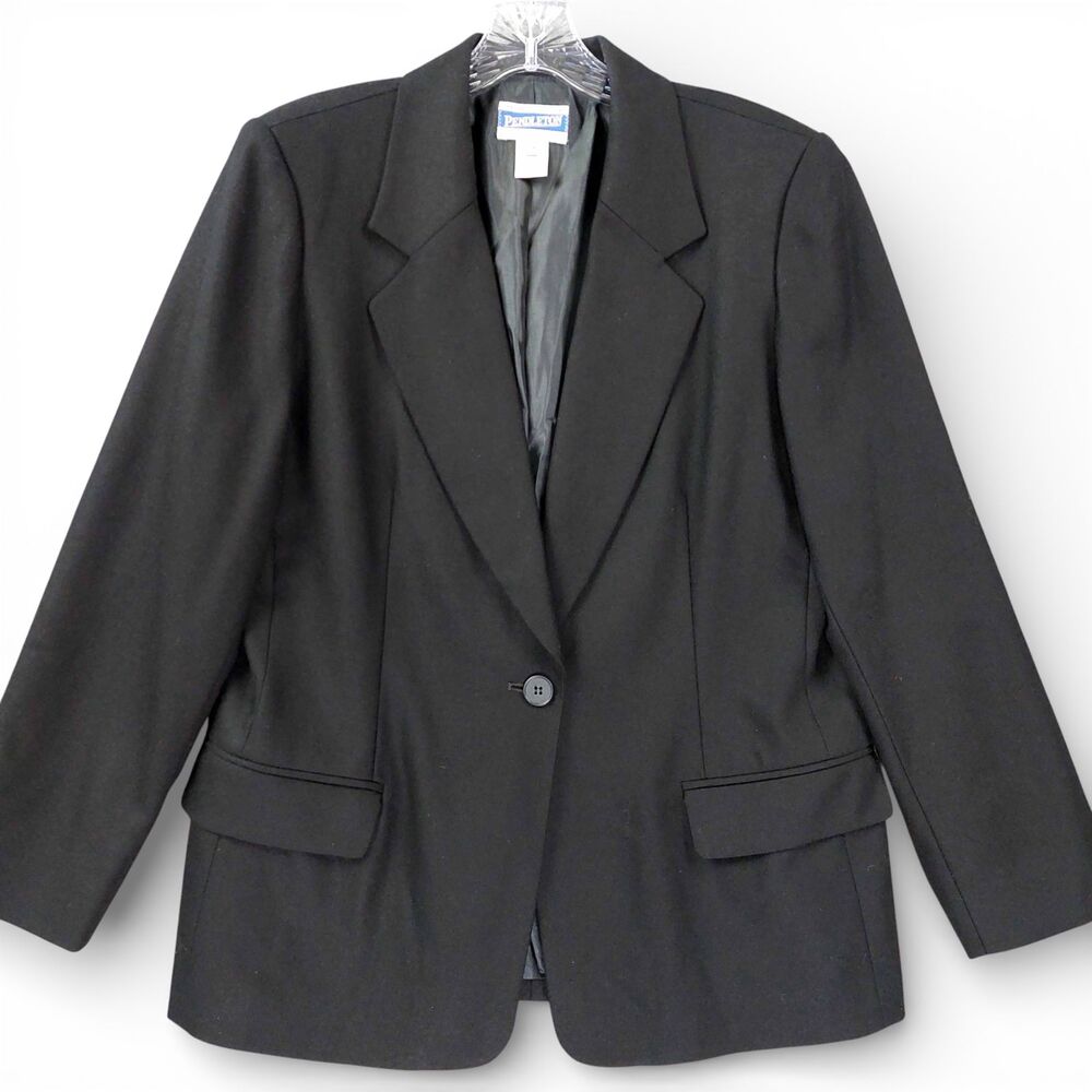 Pendleton Black Wool Blazer | Petite 14 | Made in USA | Classic Tailored